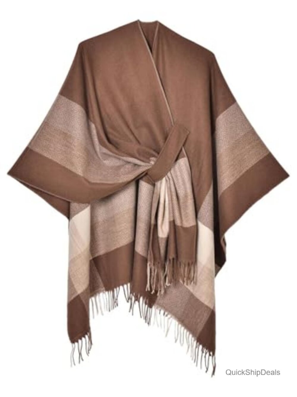 Reversible Plaid Acrylic Shawl Wrap Poncho Cape Cardigan for Women